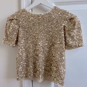 Girls Zara gold sequin top size 8